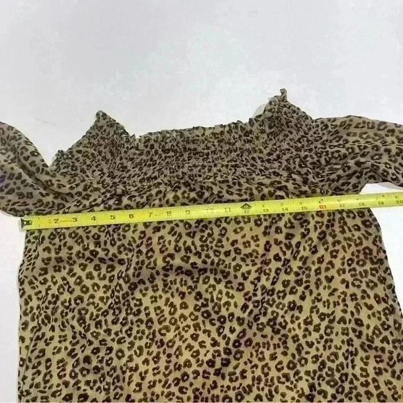 Ce Ce Womens Leopard Blouse Off The Shoulder Ruffle Long Sleeve Hi Low XS - Picture 5 of 8